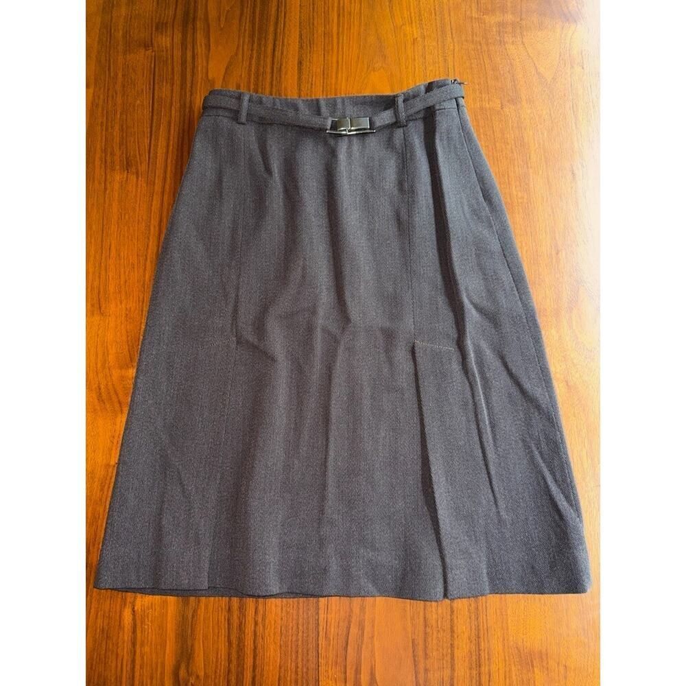 Jenne Maag Women's Wool Blend Pleated Knee-Length Skirt w/Belt - Size M